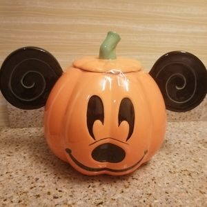 Disney Mickey Mouse Pumpkin Cookie Jar Halloween Canister